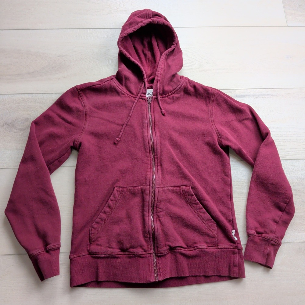 Pact Organic Cotton Full Zip Hoodie Womens S Burgundy Maroon Sweatshirt